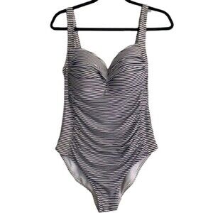 bond-eye Australia Navy & White Striped One Piece Bathing Suit Size US 10